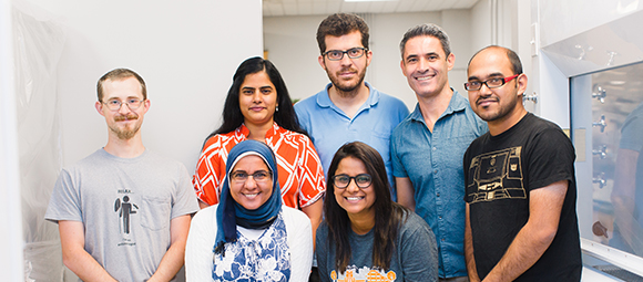 Group Lab Photo: (pictured left to right, top to bottom) Lucas, Ratnasri, Amhad, Juan Luis, Rahul, Heba, Swati