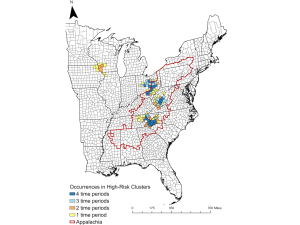 The number of time periods in which each county fell within a high-risk cluster of La Crosse virus neuroinvasive disease from 2003–2021 in the eastern United States (data obtained from ArboNET). CC: Corey Day